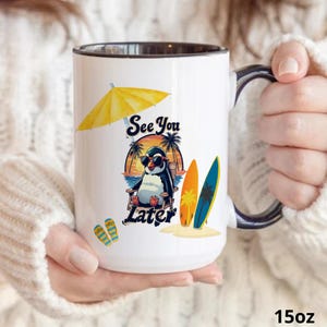 Taza divertida para profesores, "Nos vemos luego, verano, pingüino", regalo de fin de curso, taza de despedida, linda taza de café para profesores de vacaciones