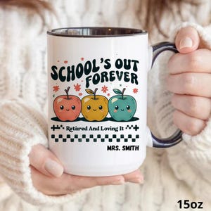 Taza personalizada de profesor jubilado, bonito regalo para profesores jubilados, taza de manzana jubilada, divertido regalo de despedida para profesores, regalo de fin de curso