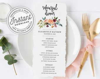 rehearsal menu etsy