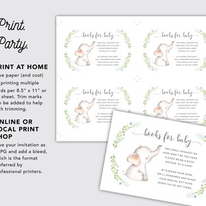 Baby Elephant Printable Baby Shower Books for Baby Card INSTANT DOWNLOAD Editable Template image 3