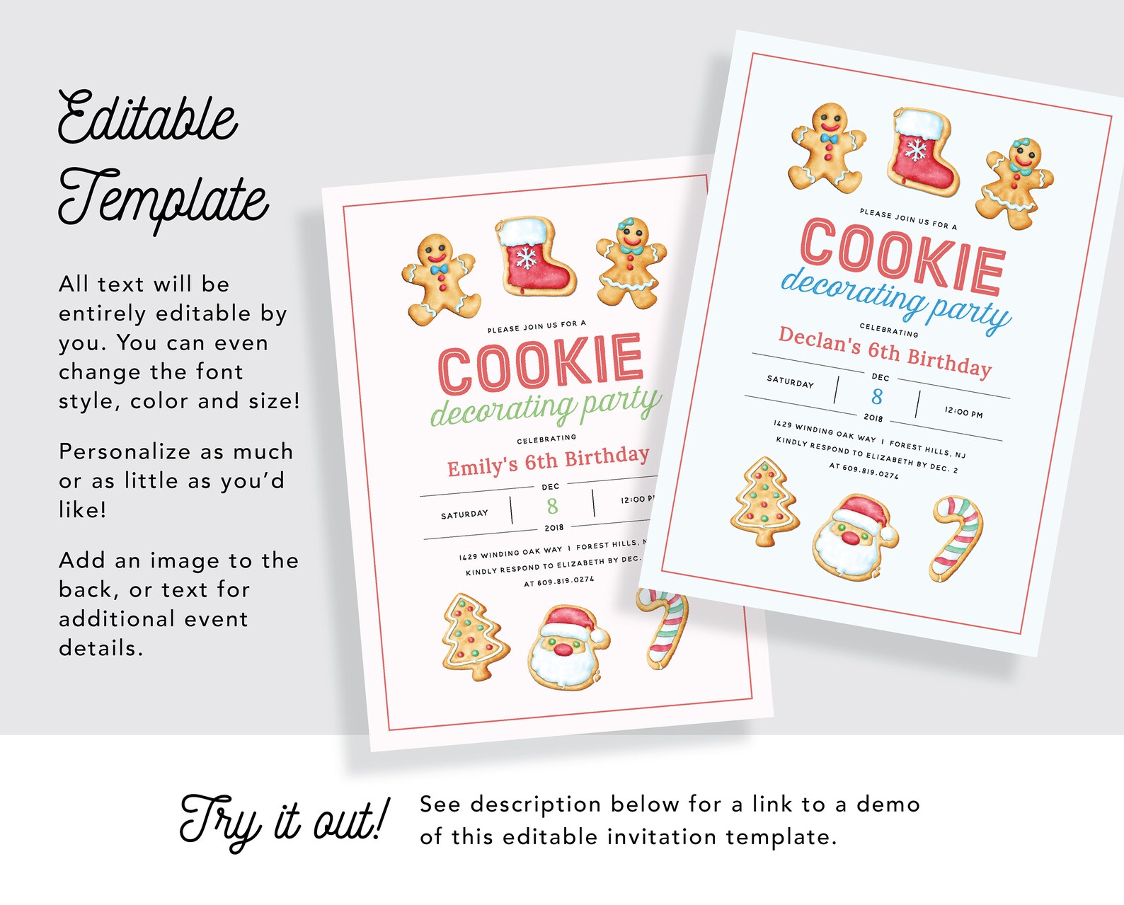 Printable Christmas Cookie Decorating Birthday Party | Etsy