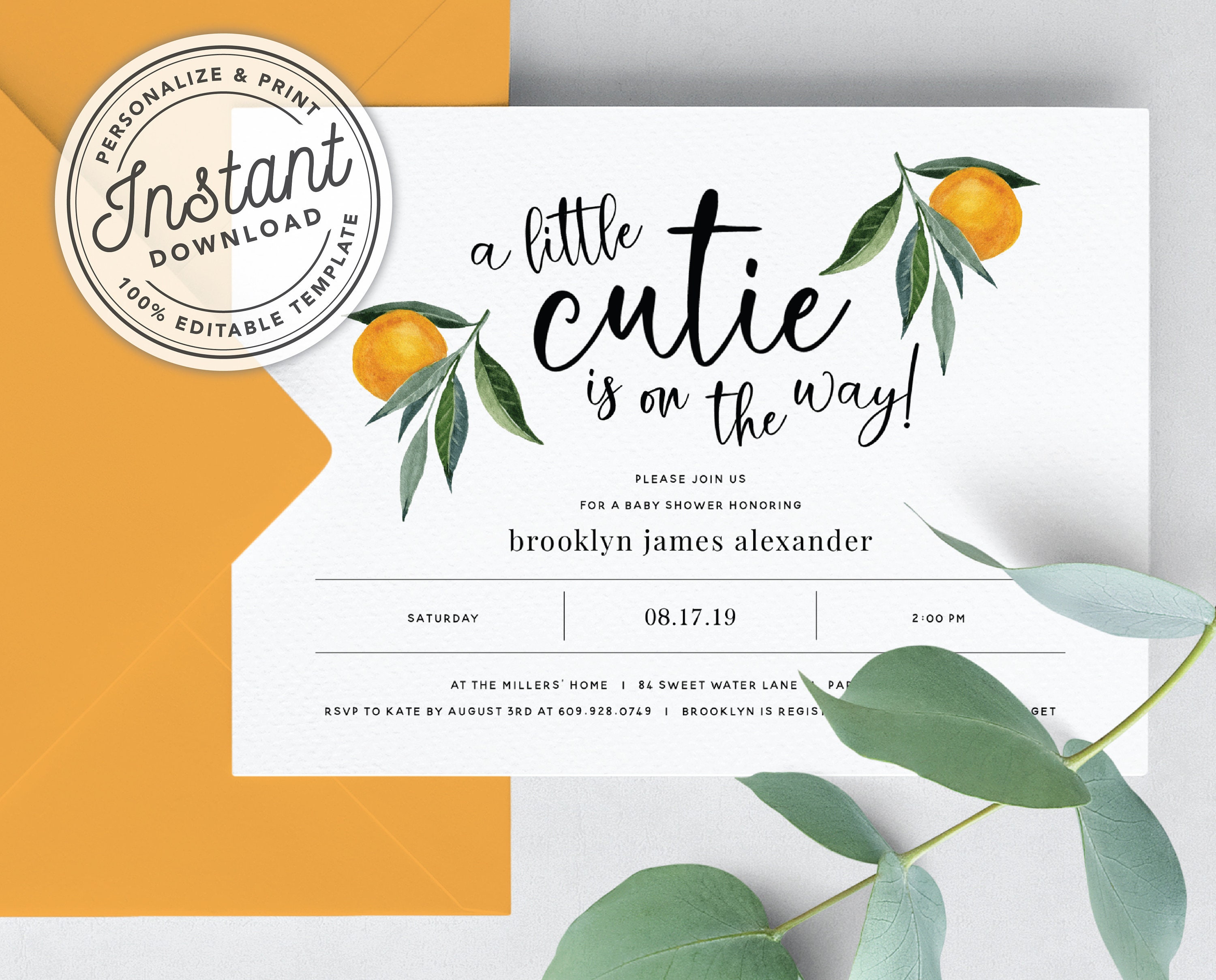 A Little Cutie is on The Way Mandarin Orange Baby Shower Etsy