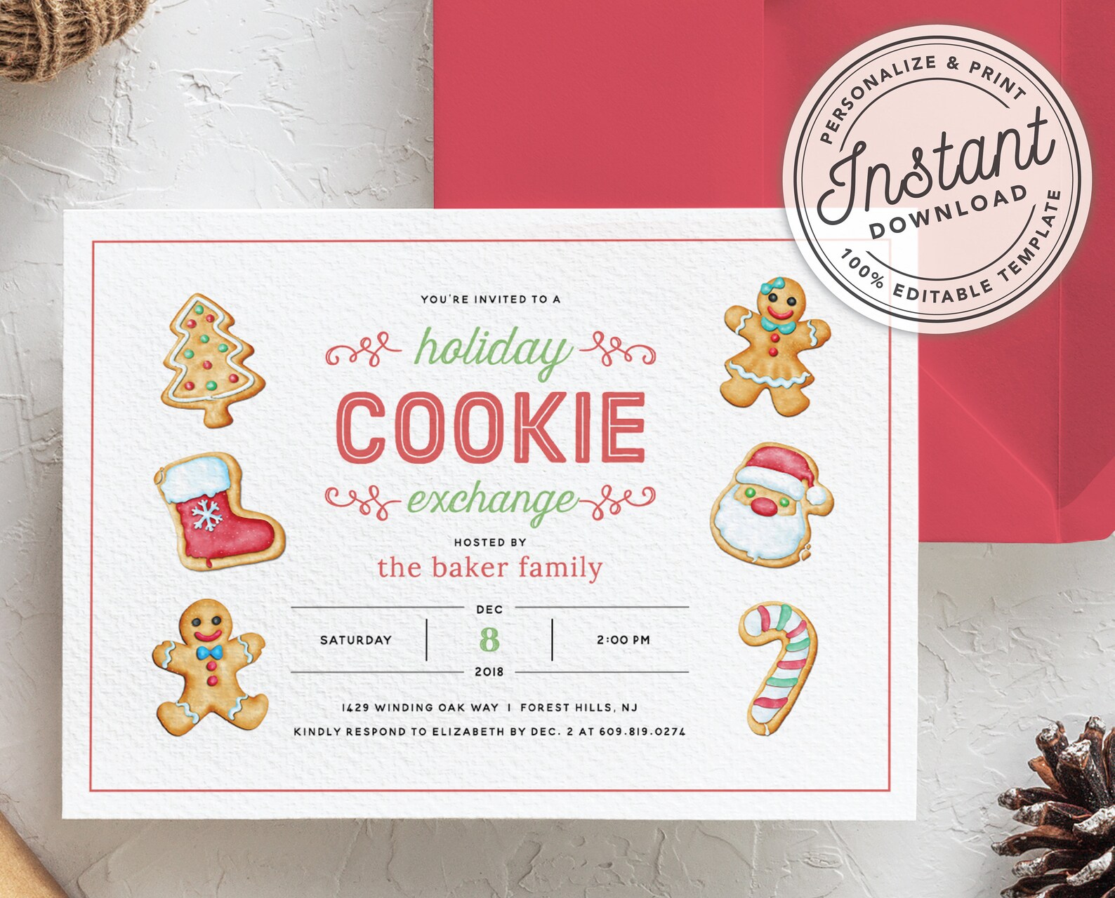 Printable Christmas Cookie Exchange Party Invitation INSTANT - Etsy