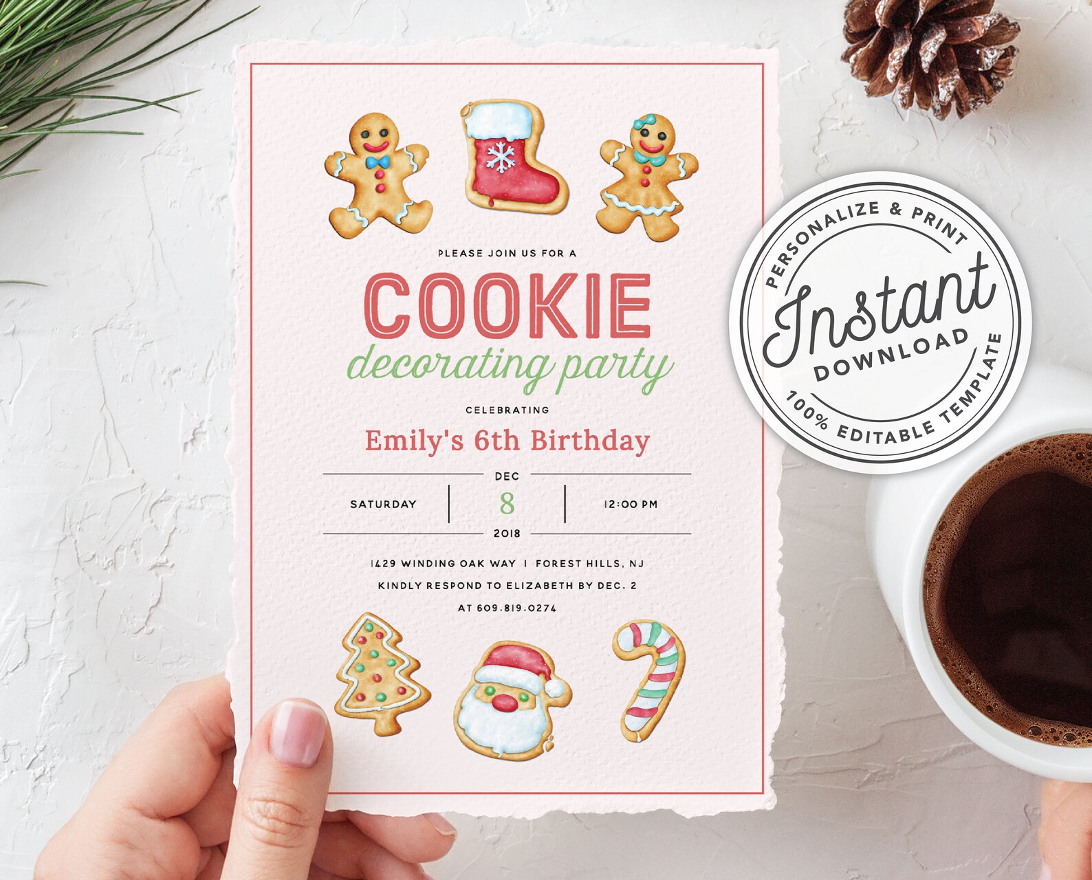 Printable Christmas Cookie Decorating Birthday Party - Etsy