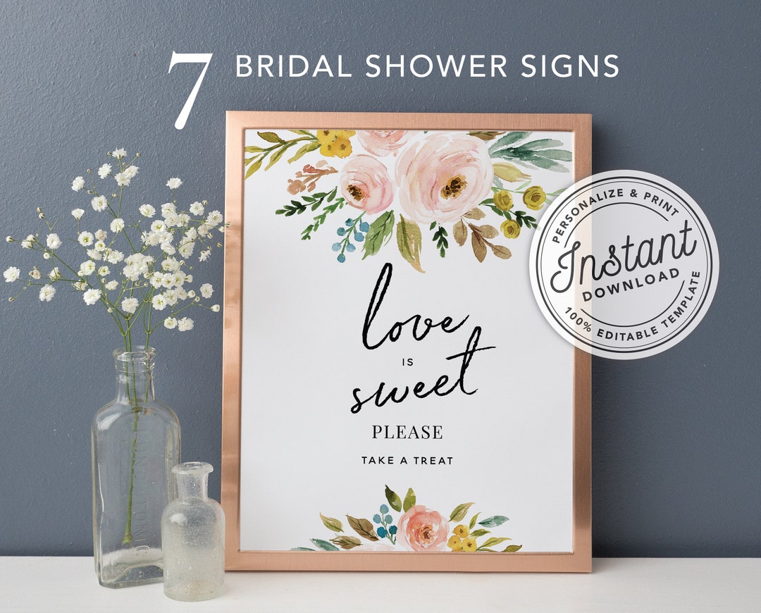 Printable Bridal Shower Sign Bundle 8x10 Includes 7 Signs • INSTANT ...
