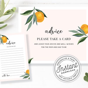 Una pequeña monada está en camino Consejos para el baby shower de Clementine para la futura mamá Tarjeta y letrero • DESCARGA INSTANTE • Plantilla editable e imprimible n.° 0B94