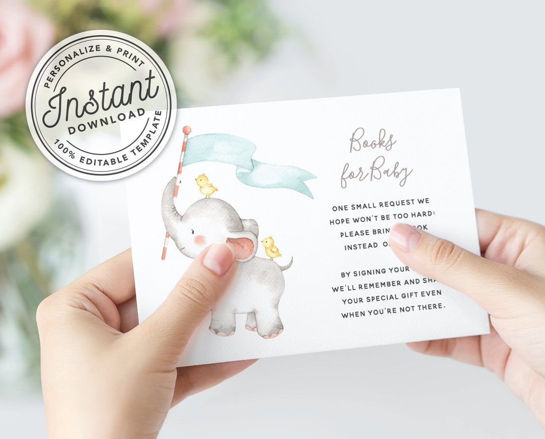 Cute Zoo Animal Printable Baby Shower Books for Baby Card • INSTANT ...