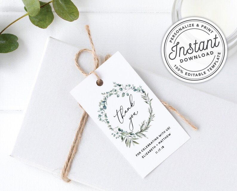 Printable Bohemian Wreath Printable Gift Favor Tags With | Etsy