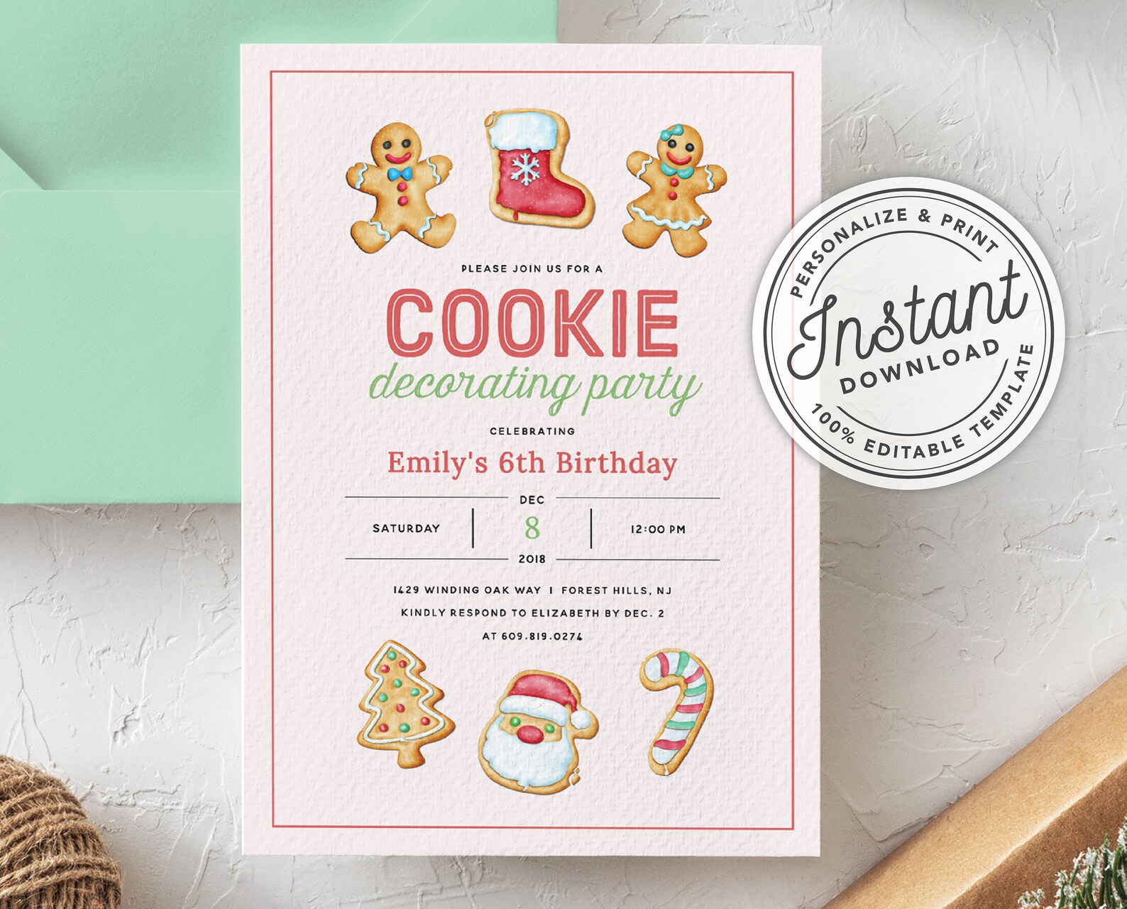 Printable Christmas Cookie Decorating Birthday Party | Etsy