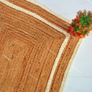 Jute Hand Woven Area Rug, Solid Farmhouse Design, Natural Fiber, For Bedroom, Living Room, Dining Room, Hallway, Office, Kitchen, Entryway