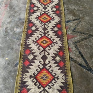 Handwoven Indian Kilim Runner Rug: Eco-Friendly Wool Jute Entryway Rug
