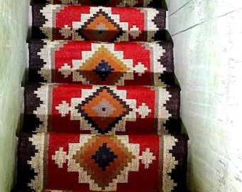 Handgeweven wollen jute kelimloper: veelkleurig gangdecor