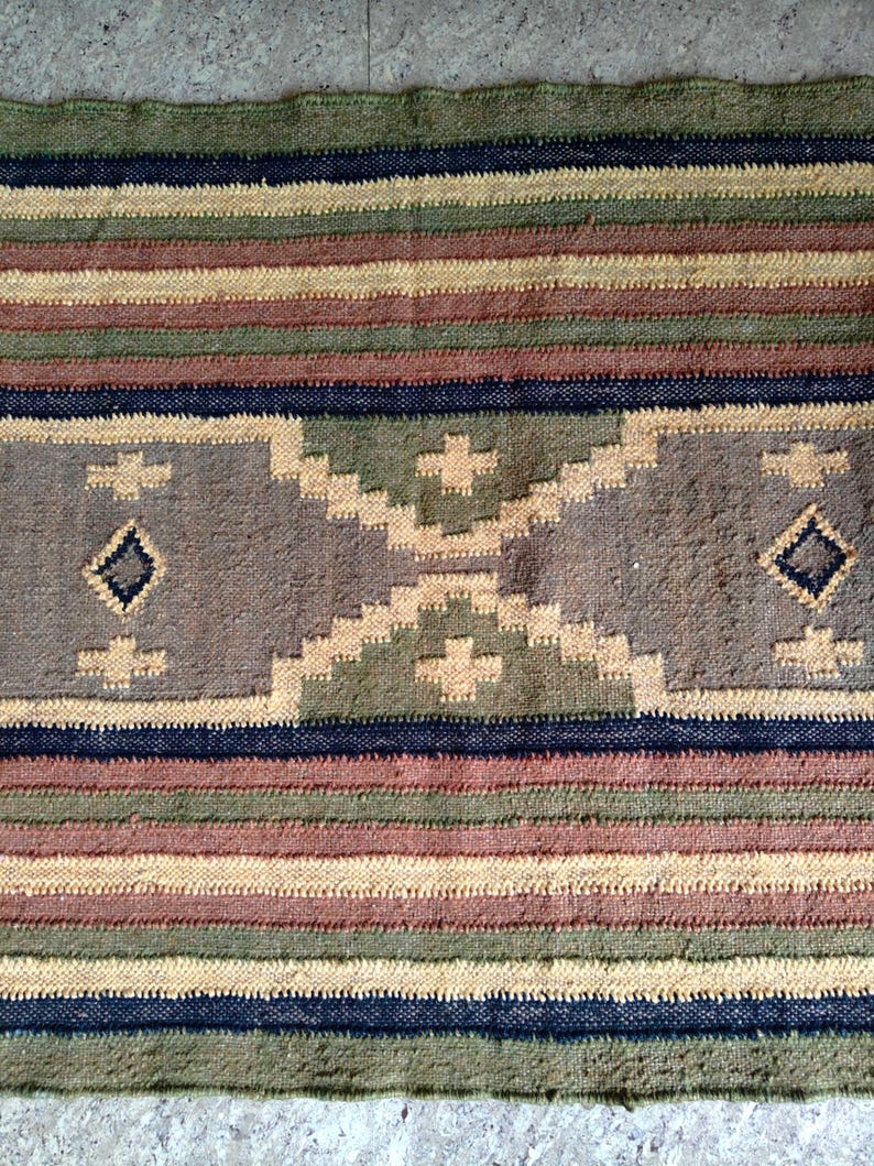 Earthy Green Rug Runner Handwoven Olive Green Wool Kilim Runner Rug: Earthy Decor - Etsy