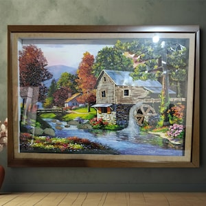 Relief Wall Painting,Nature Landscape,Wooden mill,Natural Life, Painting for home,Fairytale wiew, Gift for special day, Handmade gift