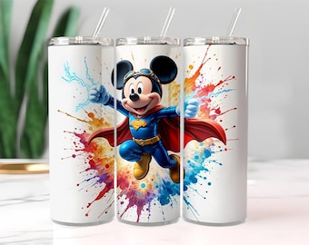 Super Mouse Hero-beker, cartoon superheldmuisbeker, geïsoleerd drinkgerei met rietje