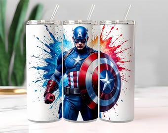 Captain America Shield Hero Tumbler, rood-wit-blauwe komische reismok