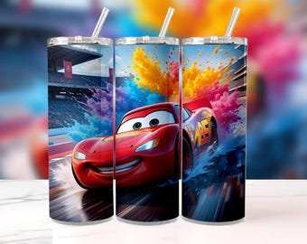 Bliksem McQueen bekeromslag, png | Ontwerp met aquarelauto's (digitale download)