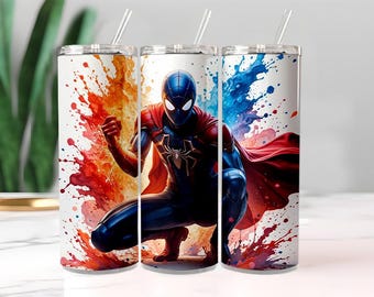 Spiderman-beker, geïsoleerde beker van 20 oz met rietje, mok komische stijl