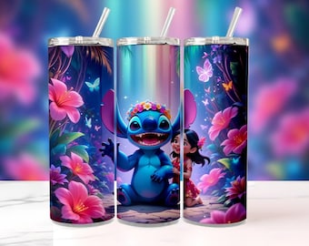 Paquete de envoltorios para vasos de Lilo & Stitch (20 oz) con diseños PNG de sublimación