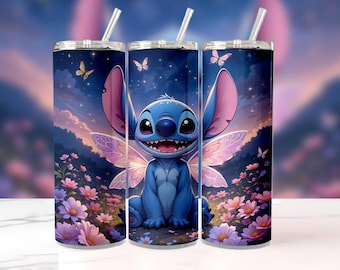 3D Stitch Tumbler Wrap | Flowers & Butterfly Sublimation (Digital Download)