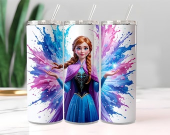 Winterprinses Tumbler Wrap, Elsa 20oz skinny sublimatieontwerp, png
