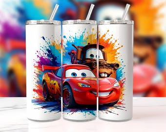Envoltorio para vaso de Rayo McQueen / Salpicadura de acuarela PNG (Descarga digital)