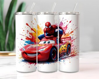 Tumbler superheld raceauto, gemaskerde heldenbeker, geïsoleerde drinkgerei voor kinderen (20oz)