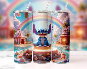 Blauer Alien Tumbler Wrap - Regenbogen Beach Party PNG (digitaler Download)