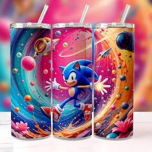 Sonic the Hedgehog Tumbler Wrap PNG | 20oz Watercolor Splash Sublimation Design | High-Res Digital Download | Sonic Cup Wrap
