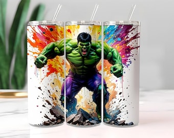 Hulk Becher Wrap | 20 Unzen Superhero Farbspritzer Sublimationsdesign (Digitaler Download)