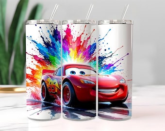 5 Lightning McQueen Tumbler Wrap | Colorful Cars Movie (Digital Download)