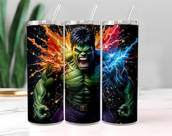 Hulk Superhero Tumbler, geïsoleerde Fire Lightning Rage Art-mok (20oz)