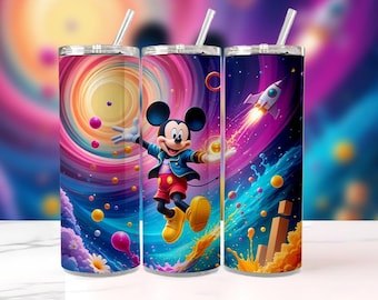 Mickey Mouse Tumbler Wrap PNG | Watercolor Splash Sublimation Design (Digital Download)