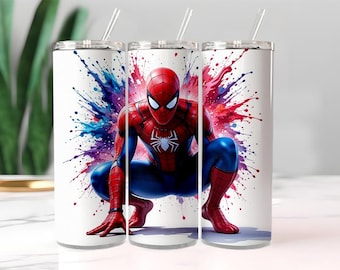 Spiderman superheld beker wrap, comic Splash-sublimatieontwerp (digitale download)
