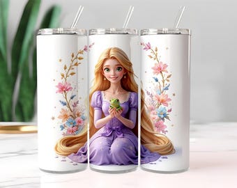 5 Blonde Princess Tumbler Wrap | Floral Fairytale 20oz PNG (Digital Download)