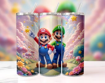 Mario & Luigi-beker | Mushroom Kingdom, pastelkleurige Nintendo-waterfles