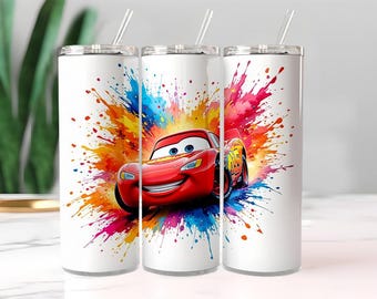 Cars Tumbler Wrap bundel, Instant Download 20oz McQueen Tumbler PNG Wraps ontwerp, digitale McQeen 20 oz Skinny Tumblers ontwerpsjabloon