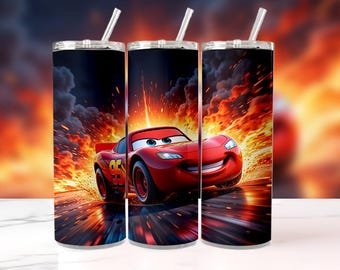Opakowanie na kubek z motywem Lightning McQueen w formacie PNG | Projekt Disney Pixar: Auta (pobranie cyfrowe)