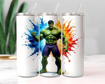 Hulk 20oz skinny Tumbler, Comic Paint Splash-reismok