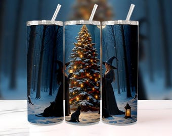 Gothic Hexe Weihnachten Tumbler Wrap | Verschneiter Wald 20oz (Digital Download)