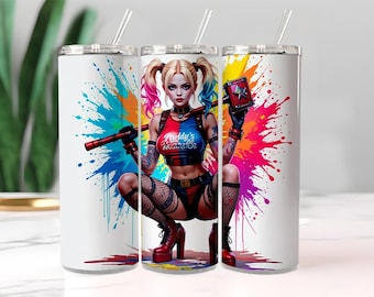 Harley Quinn-mugg | Color Splash 20oz smal mugg (digital nedladdning i PNG)