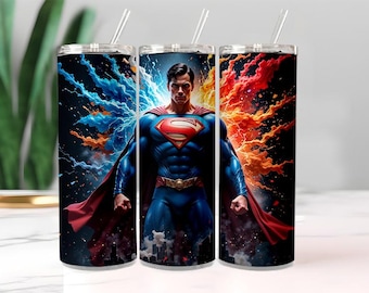 5 Superman-beker 20 oz mager, komische stijl superheld bekeromslag, png: 20 oz mager sublimatieontwerp (digitale download)