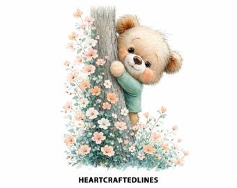Pastelkleurige lenteteddybeer png-afbeeldingen | Kwekerijkunstafbeeldingen (digitale download)