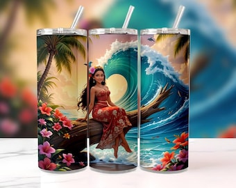 Watercolor Moana Tumbler Wrap | 20oz Skinny Tumbler Design (Digital Download)