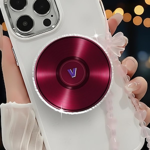 Suporte para celular K-Pop Bang com ímã de vinil, estilo música, para DJ, com design exclusivo e inicial personalizada. Presente perfeito para fãs de K-Pop.
