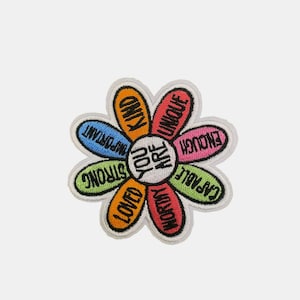 You Are Enough Embroidered Flower Patch: Positive Affirmation Iron-On Applique