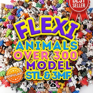 300+ Flexi Mini Animals STL Bundle | Articulated 3D Printing Models | Digital Download | Cute Flexi Toy Collection