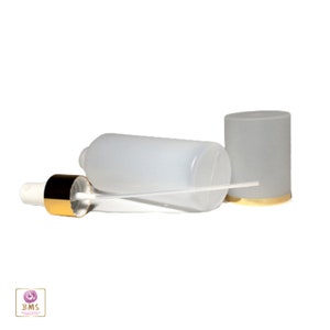 Plastic Bottles PE Spray Bottles with white Sprayer Pump w/ Gold Collars & Overcap 5 oz Natural Frosted (5 Bottles) 9725-5