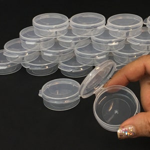 Makeup Containers Empty Plastic Cosmetic, Nail, Craft & Beauty Flip Top Hinged Jars 10 Ml 10 Gram Clear (50 Jars) 5094-50