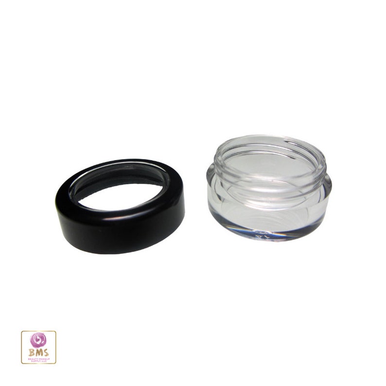 Cosmetic Sample Jars Empty Plastic Beauty Lip Balm Containers 5 Gram Black Trim Acrylic Lids 50 Jars 5015-50 image 5